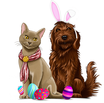 Marjory (Katze) u. Mortimer (Hund) empfehlen in ihrem Online-Shop gesundes Katzenfutter u. Hundefutter